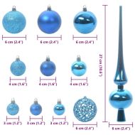 Комплект коледни топки 120 pcs Синьо Пластмаса