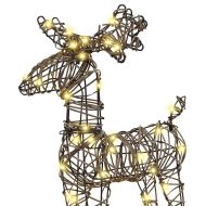 Дядо Коледа, който дърпа шейна Топло бяло 53 x 28 x 33 см Ратан