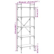 Библиотека 5 рафта опушен дъб 56x31,5x174 см инженерно дърво