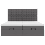 Османска легло с матраци, сиво, 180x200 см, изкуствена кожа