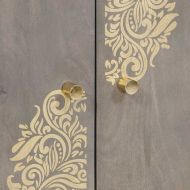 Служебен шкаф с рафт с врата Сив и златен 60 x 33 x 75 cm