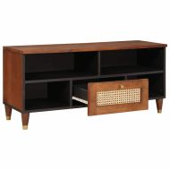 ТВ шкаф с рафт Кафяво 100 x 33,5 x 46 см Солидно мангово дърво