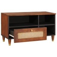 ТВ шкаф с рафт Кафяво 80 x 33,5 x 46 см Солидно мангово дърво