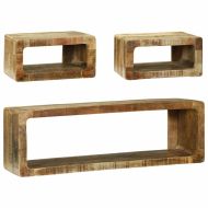 Комплект ТВ шкаф с рафт 3 pcs Кафяво Масивна дървесина от манго