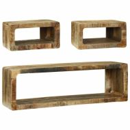 Комплект ТВ шкаф с рафт 3 pcs Кафяво Масивна дървесина от манго