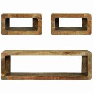 Комплект ТВ шкаф с рафт 3 pcs Кафяво Масивна дървесина от манго