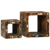 ТВ Единици с рафт 2 pcs Многоцветен Солидно възстановено дърво