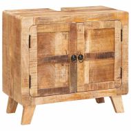 Шкаф за баня Кафяво Солидно мангово дърво и инженерно дърво