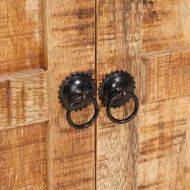 Шкаф за баня Кафяво Солидно мангово дърво и инженерно дърво