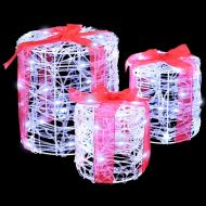 Декорация на подаръчна кутия 3 pcs Студено бяло 20 x 20 x 21 см