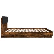 Рамка за легло с табла и LED осветление, опушен дъб, 200x200 см