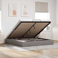 Османска рамка за легло без матрак, таупе, 200x200 см, плат