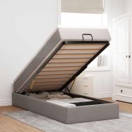 Османска легло с матрак, таупе, 80x200 см, плат