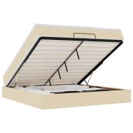 Османска легло с матрак, кремаво, 180x200 см, плат