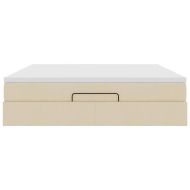 Османска легло с матрак, кремаво, 180x200 см, плат