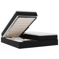 Османска легло с матраци, черно, 160x200 см, изкуствена кожа