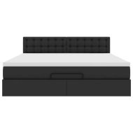 Османска легло с матрак, черно, 180x200 см, изкуствена кожа