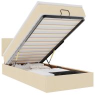 Османска легло с матрак, кремаво, 90x190 см, плат