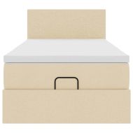 Османска легло с матрак, кремаво, 90x190 см, плат