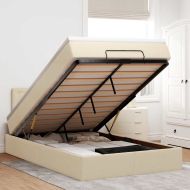 Османска легло с матрак, кремаво, 120x190 см, плат