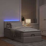 Османска легло с матрак и LED, таупе, 80x200 см, плат