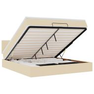 Османска легло с матрак и LED, кремаво, 180x200 см, плат