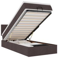 Османска легло с матрак и LED, тъмнокафяво, 80x200 см, плат