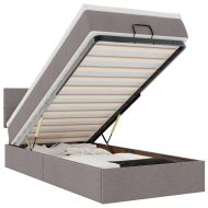 Османска легло с матрак и LED, таупе, 80x200 см, плат