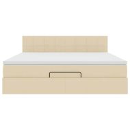 Османска легло с матрак и LED, кремаво, 180x200 см, плат