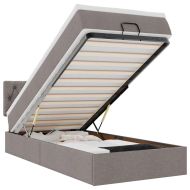 Османска легло с матрак и LED, таупе, 80x200 см, плат