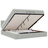 Османска легло с матраци и LED, светлосиво, 200x200 см, кадифе