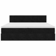 Османска легло с матраци и LED, черно, 200x200 см, кадифе