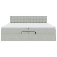 Османска легло с матраци и LED, светлосиво, 200x200 см, кадифе