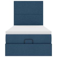 Османска легло с матрак, синьо, 80x200 см, плат