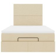 Османска легло с матрак, кремаво, 120x190 см, плат