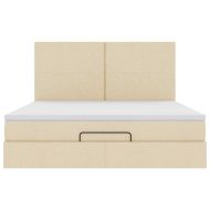 Османска легло с матрак, кремаво, 180x200 см, плат