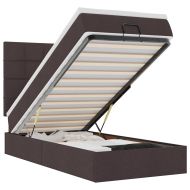 Османска легло с матрак, тъмнокафяво, 80x200 см, плат