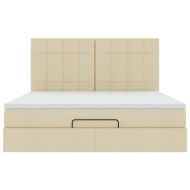 Османска легло с матрак, кремаво, 180x200 см, плат