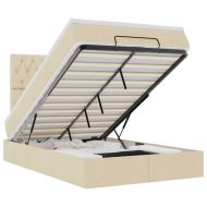 Османска легло с матрак, кремаво, 120x190 см, плат