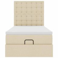 Османска легло с матрак, кремаво, 90x190 см, плат