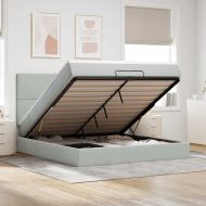 Османска легло с матраци, светлосиво, 200x200 см, кадифе