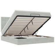 Османска легло с матраци, светлосиво, 200x200 см, кадифе