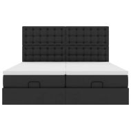 Османска легло с матраци, черно, 160x200 см, изкуствена кожа