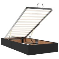 Османска легло с матраци, черно, 160x200 см, изкуствена кожа