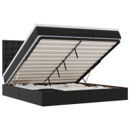 Османска легло с матрак&LED, черно, 180x200 см, изкуствена кожа