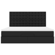 Османска легло с матрак&LED, черно, 180x200 см, изкуствена кожа