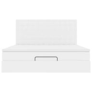 Османска легло с матрак&LED, бяло, 180x200 см, изкуствена кожа