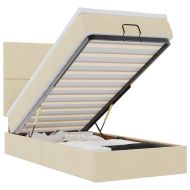 Османска легло с матрак и LED, кремаво, 90x190 см, плат