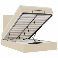 Османска легло с матрак и LED, кремаво, 120x190 см, плат