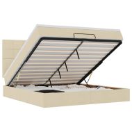 Османска легло с матрак и LED, кремаво, 180x200 см, плат